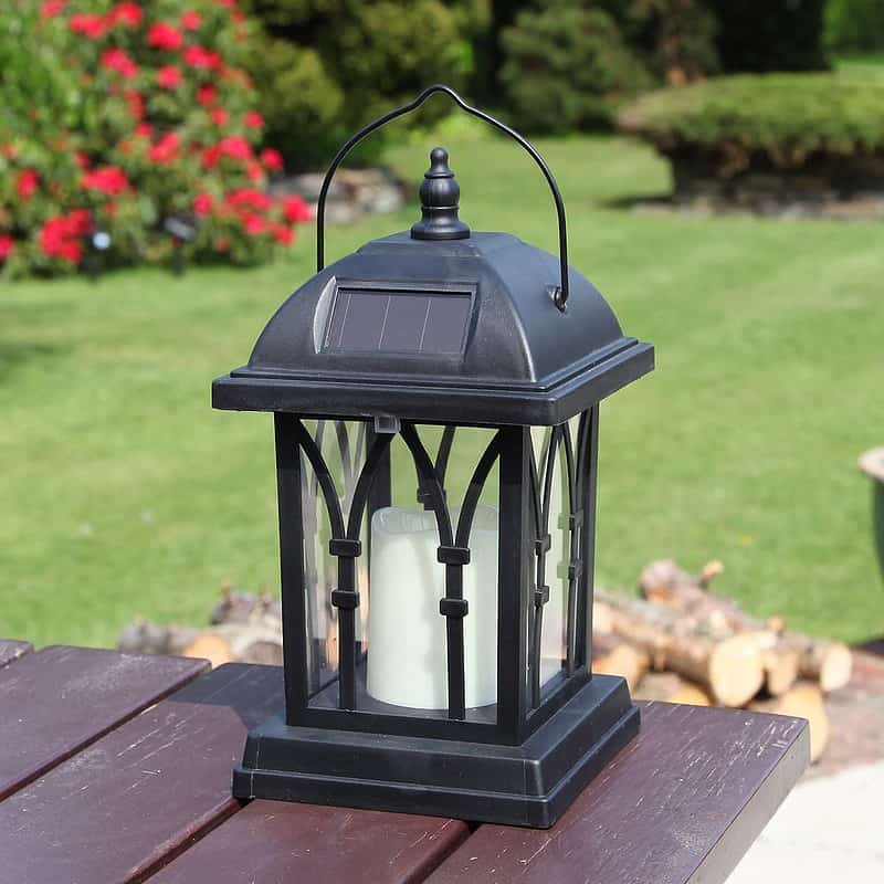Lanterne Solaire Jardin Décoratives Noir Mat Avec Bougie Led – Image 7