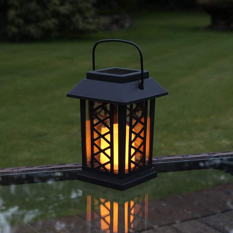 Lanterne Solaire Jardin Décoratives Noir Mat Avec Bougie Led – Image 4