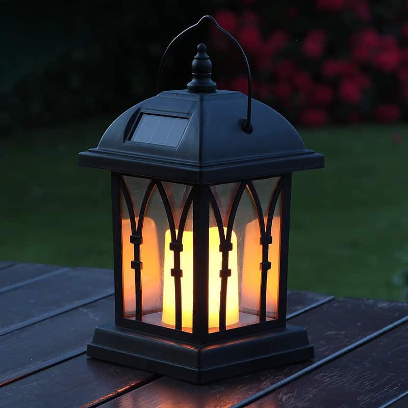 Lanterne Solaire Jardin Décoratives Noir Mat Avec Bougie Led – Image 2