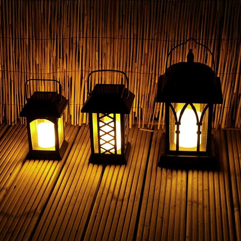 Lanterne Solaire Jardin Décoratives Noir Mat Avec Bougie Led