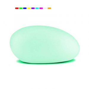Lampe Solaire Jardin Boule En Galet Blanche Multicolore