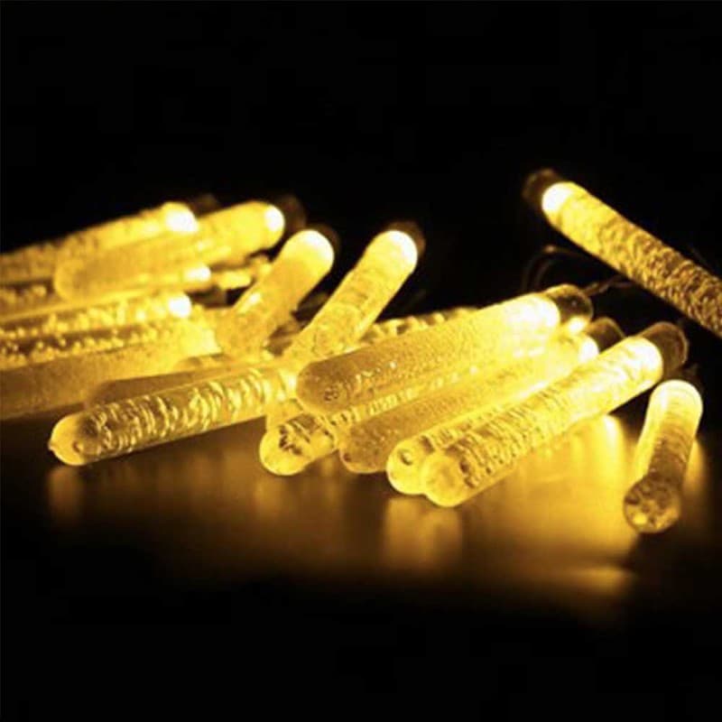 Guirlande Solaire "Tube Led À Bulle Jaune"