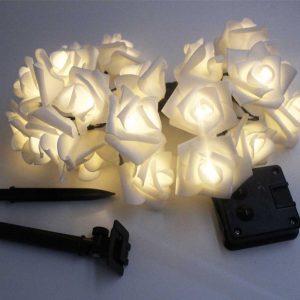 Guirlande Solaire Lumineuse 20 Rose Blanche