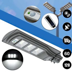 Lampadaire Solaire Triple Bloc Led Gris 20/40/60 Watt