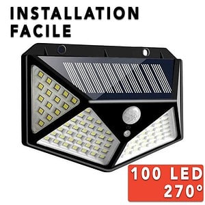 Applique Murale Solaire 100 Led Noire (Pir)