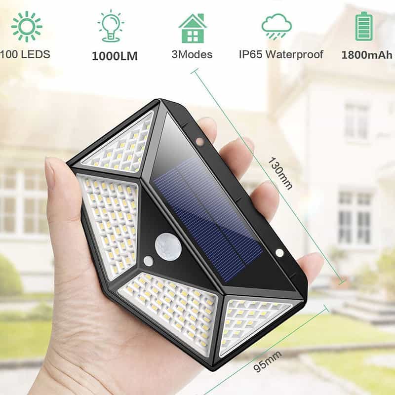 Applique Murale Solaire Double Noire 100 Led (2 Pcs) – Image 2