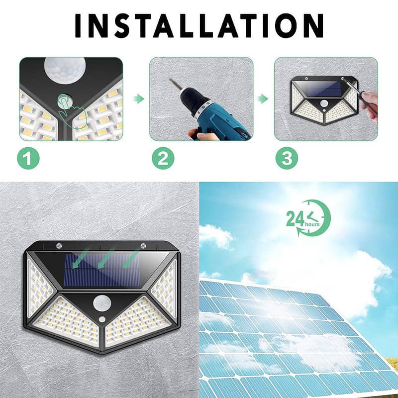 Applique Murale Solaire Double Noire 100 Led (2 Pcs) – Image 5