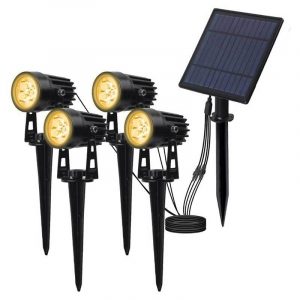 Lampe Solaire Jardin 4 Projecteur Led Jaune