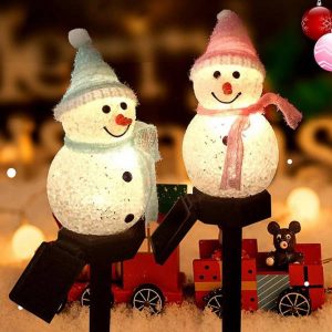 Decoration Solaire "Bonhomme De Neige Lumineux"