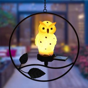 Animaux Solaire Hibou À Suspendre Blanc