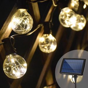 Guirlande Solaire "Ampoule G40 Claire À Fil" (Solar/Usb)