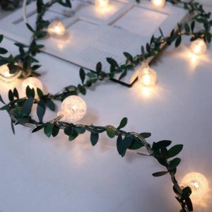 Guirlande Solaire "Feuille Vigne Verte Avec Boule À Bulle"