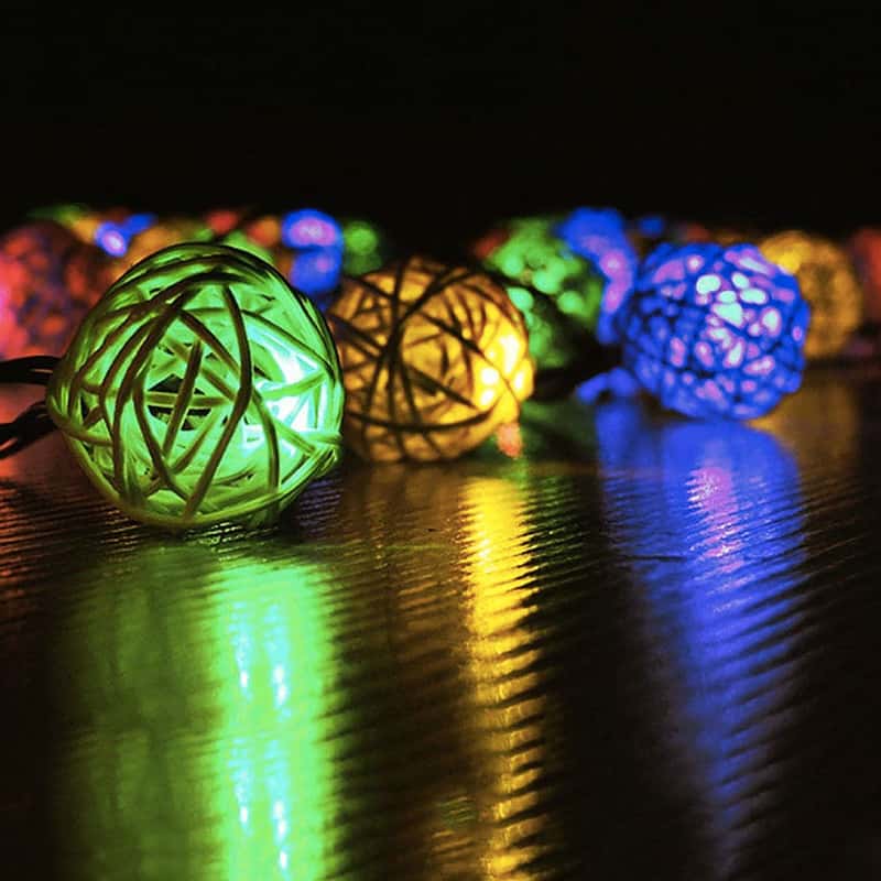 Guirlande Solaire Boule De Rotin Multicolore – Image 3