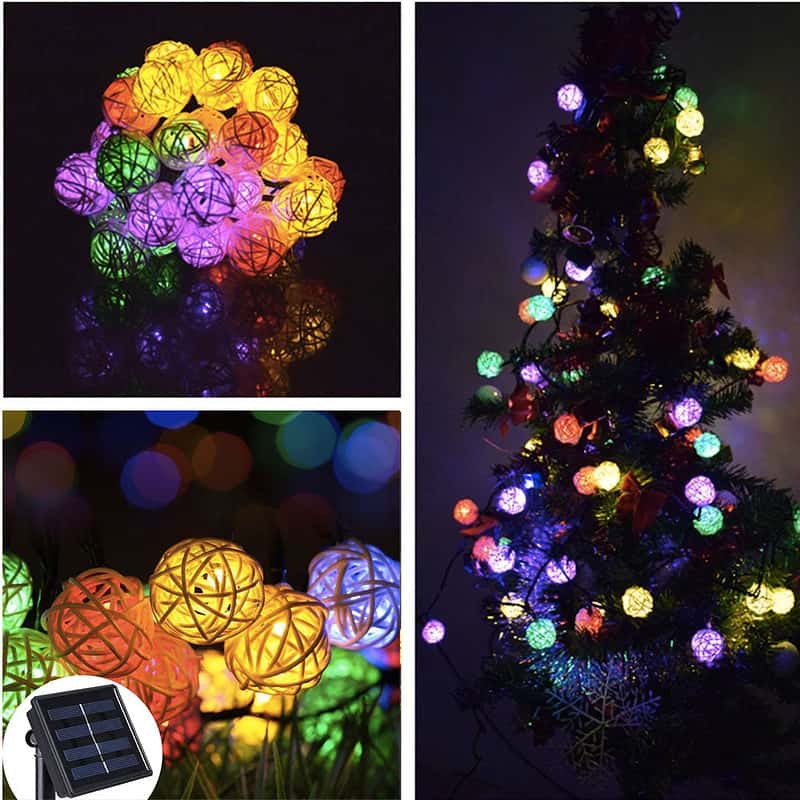 Guirlande Solaire Boule De Rotin Multicolore – Image 4