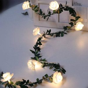 Guirlande Solaire "Vigne De Fleur De Rose Blanche"