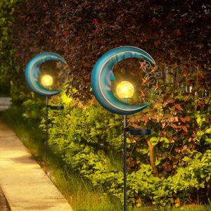 Lampe Solaire Jardin "Lune Bleue Étoilée"