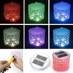 Lampe Solaire Camping Gonflable Vitre Opaque Multicolore