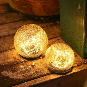 Lampe Solaire Jardin "Boule En Verre Craquelé"