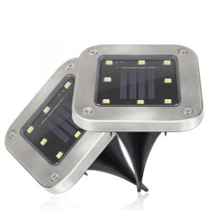 Balise Solaire Extérieure "2 Piquet De Sol En Inox" (Carré)