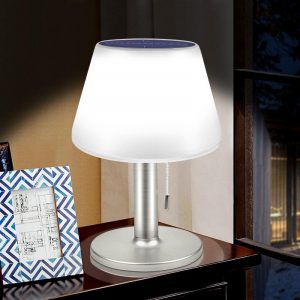 Lampe Solaire De Table "Design En Blanc Et Inox"