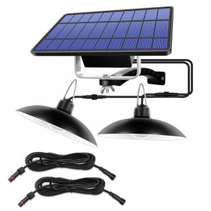 Lampe Solaire Jardin "Double Lustre Noire"