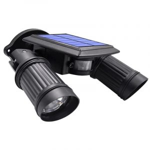 Lampe Solaire Jardin "Double Spot Led Noir"