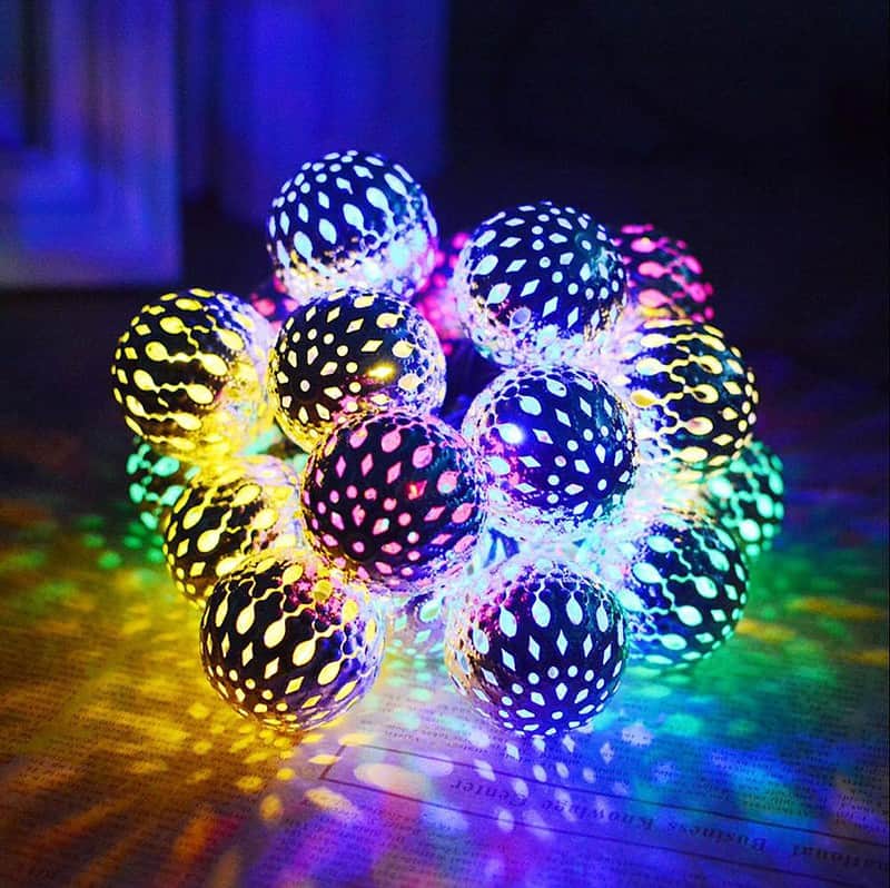 Guirlande Solaire Marocaine Lumineuse "Boule Dorée/Argentée" – Image 6