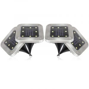 Balise Solaire Extérieure "4 Piquet De Sol Inox" (Carré)