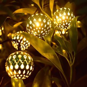 Guirlande Solaire Marocaine Lumineuse "Boule Dorée/Argentée"