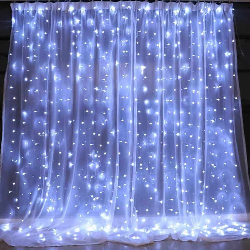 Guirlande Solaire Rideau Lumineux 300 Led Blanche – Image 4