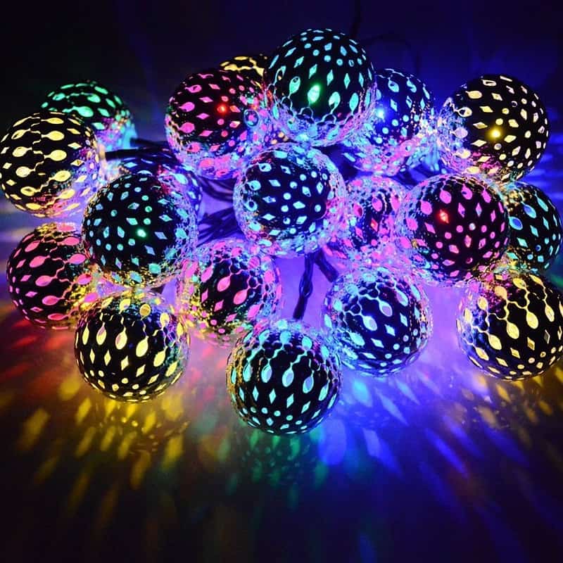 Guirlande Solaire Marocaine Lumineuse "Boule Dorée/Argentée" – Image 2