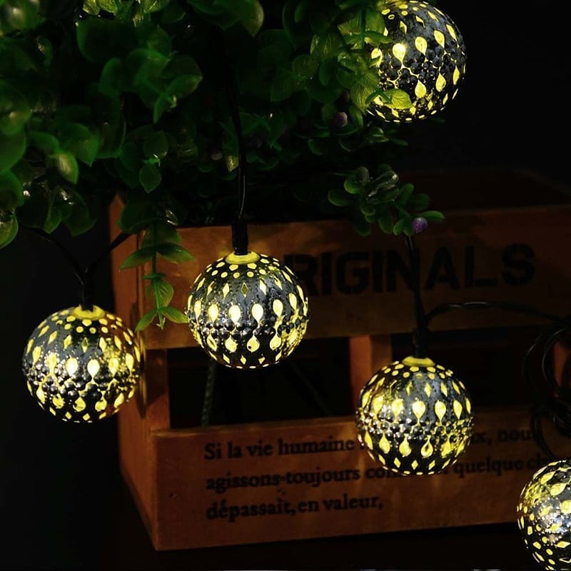 Guirlande Solaire Marocaine Lumineuse "Boule Dorée/Argentée" – Image 8