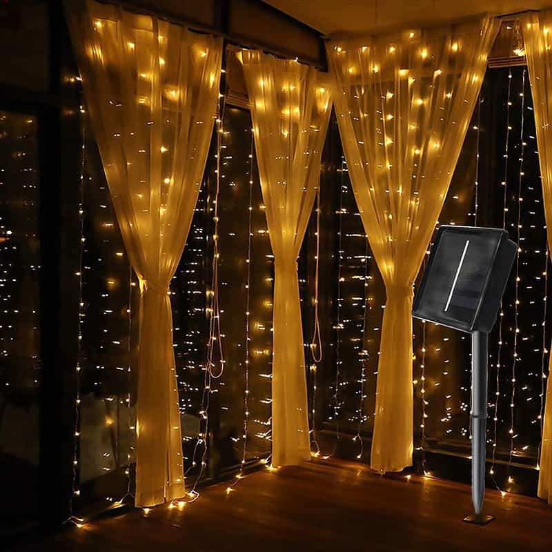 Guirlande Solaire Rideau Lumineux 300 Led Jaune – Image 6