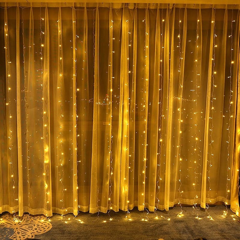 Guirlande Solaire Rideau Lumineux 300 Led Jaune – Image 2