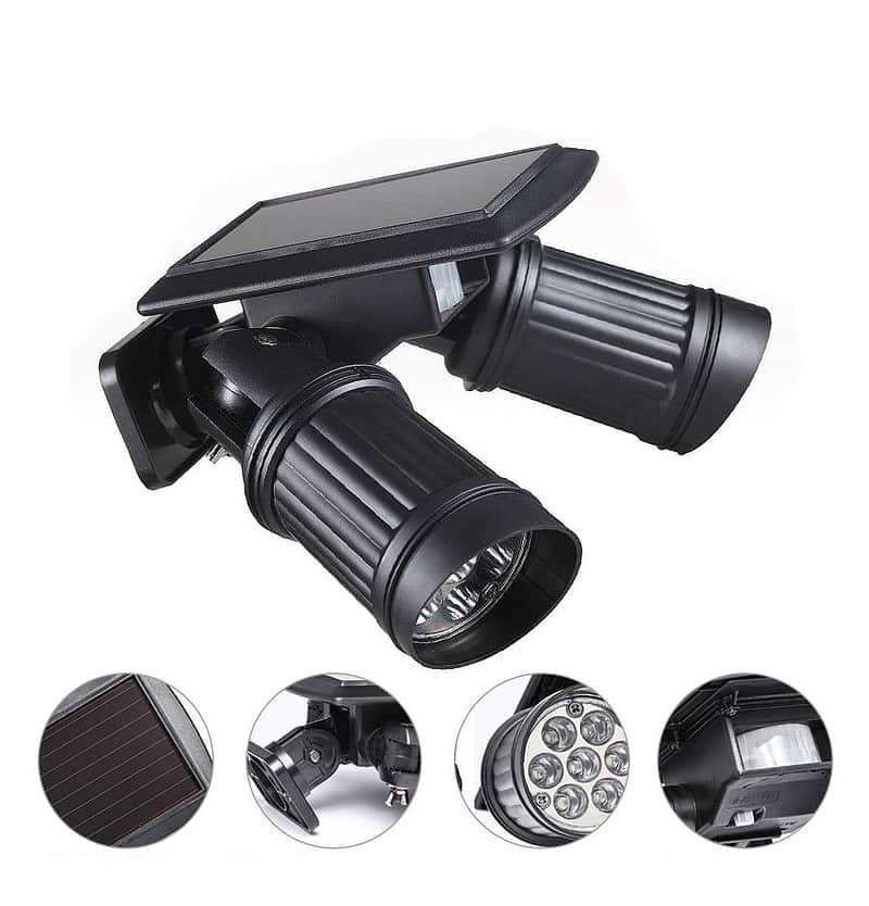 Lampe Solaire Jardin "Double Spot Led Noir" – Image 6