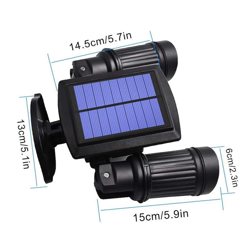 Lampe Solaire Jardin "Double Spot Led Noir" – Image 8