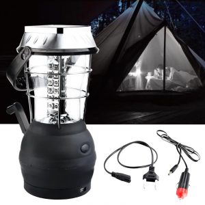 Lampe Solaire Camping Noir Argentée