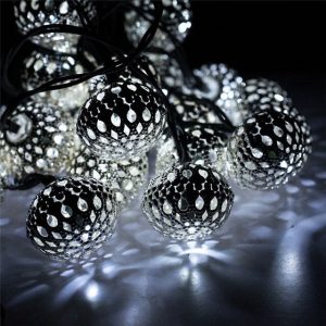 Guirlande Solaire "Boule Marocaine Argenté Ou Doré" (10/20 Led)