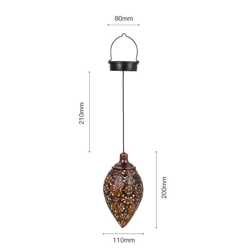 Lanterne Solaire Marocaine Suspendu "Cuivre Ancien" – Image 2