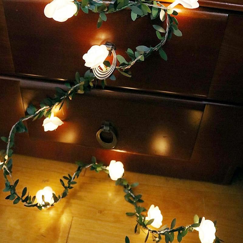 Guirlande Solaire "Vigne De Fleur De Rose Blanche" – Image 4