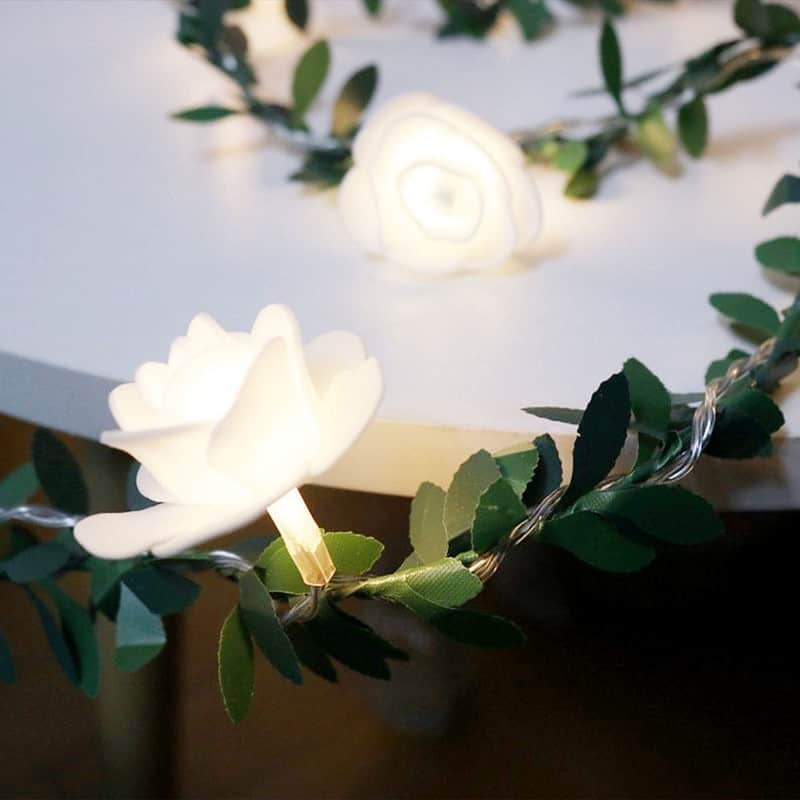 Guirlande Solaire "Vigne De Fleur De Rose Blanche" – Image 2