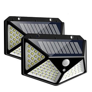 Applique Murale Solaire Double Noire 100 Led (2 Pcs)