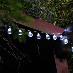 Guirlande Solaire 10 Ampoules Claire Led Blanche