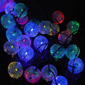 Guirlande Solaire Multicolore Boule En Acier