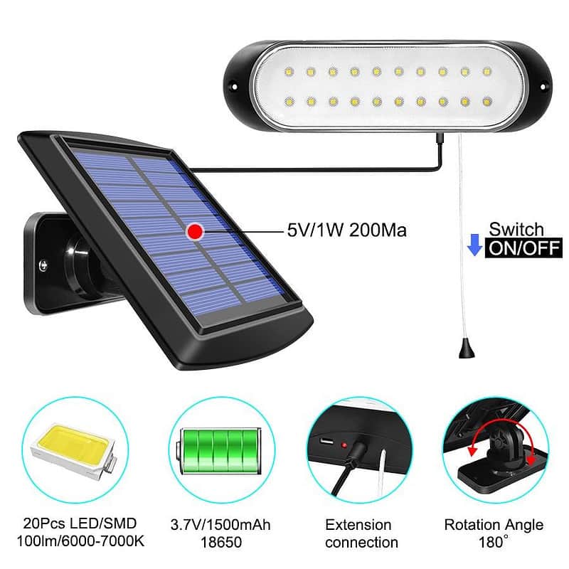 Lampe Solaire Jardin Avec Panneau Déporté 20 Led – Image 5