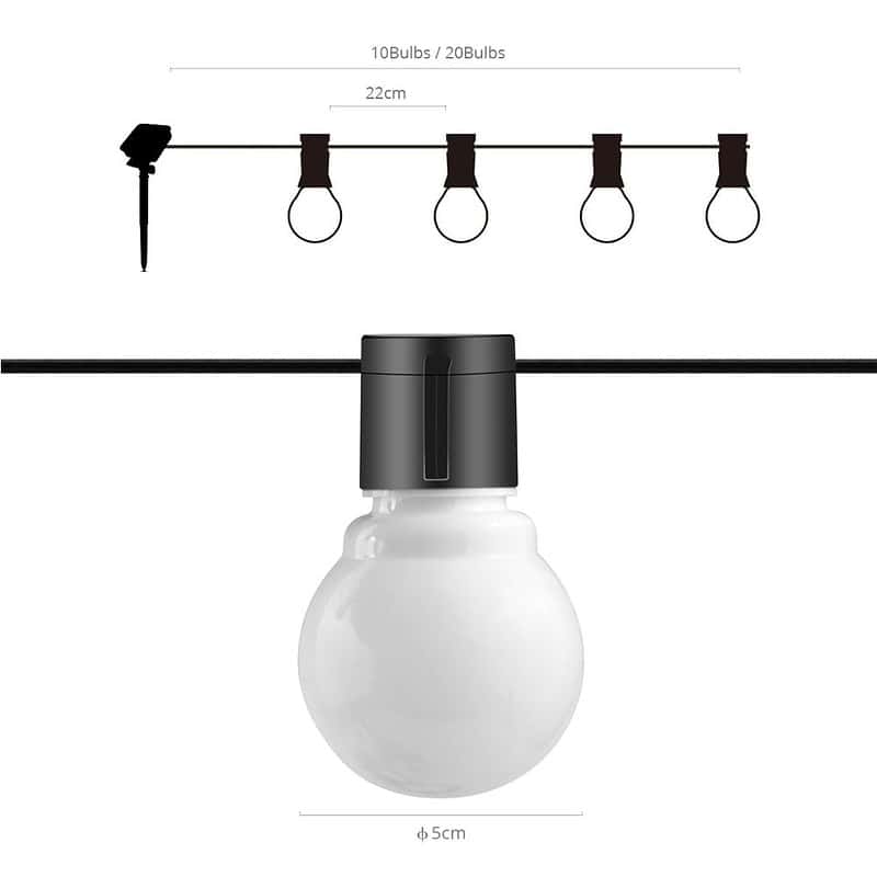 Guirlande Solaire " 20 Ampoule Lumineuses" (Blanc/Claire) – Image 5