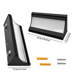 Applique Murale Solaire Noire En Acier Inoxydable 48 Led