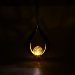 Lanterne Solaire Metal "Flamme Noire"