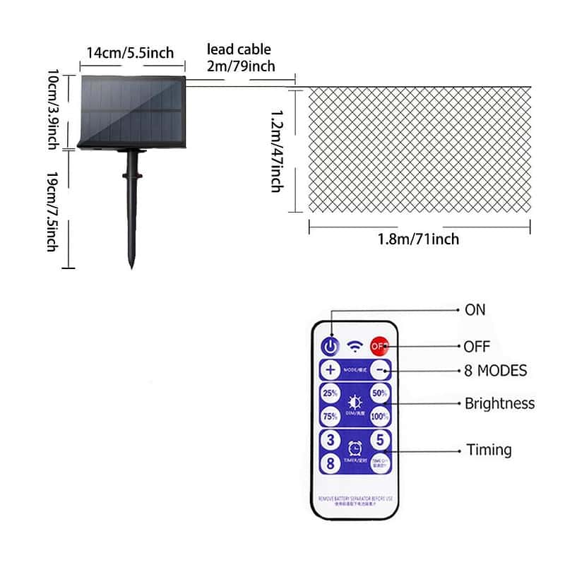 Guirlande Solaire "Rideau Lumineux 104 Led" (Télécommande) – Image 5