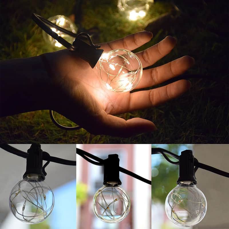Guirlande Solaire "Ampoule G40 Claire À Fil" (Solar/Usb) – Image 2